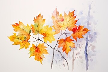 A beautiful watercolor painting of autumn leaves, ideal for capturing the essence of fall. Generative AI