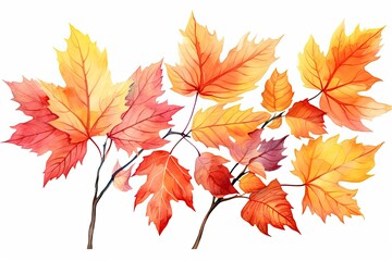 A beautiful watercolor painting of autumn leaves, ideal for capturing the essence of fall. Generative AI