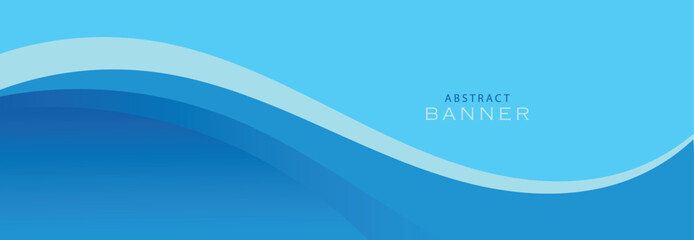 Blue and white vector wave banner background