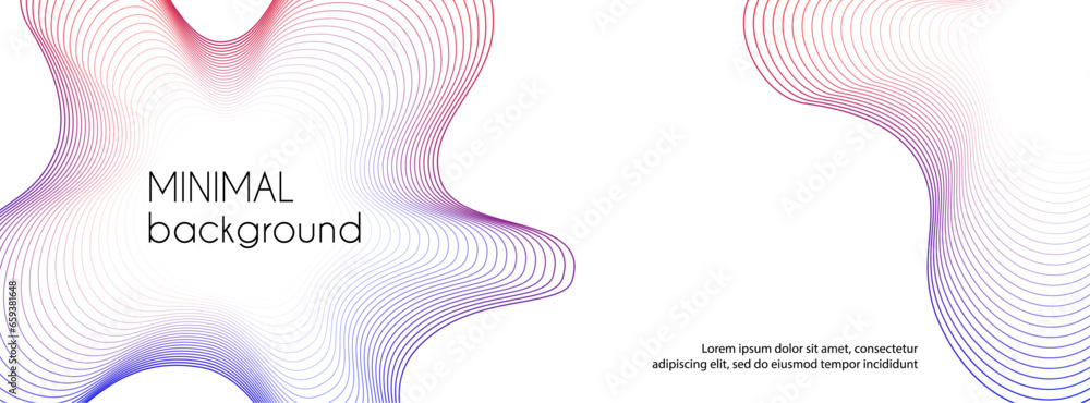 Poster abstract colorful gradient wavy lines long vector white banner. minimal trendy background for facebo
