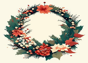 christmas wreath with holly berries