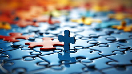 Jigsaw Puzzles, unity and teamwork - obrazy, fototapety, plakaty