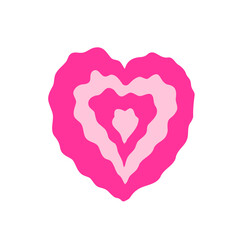 Hand drawn wavy pink heart isolated on white background. Love symbol. Vector illustration