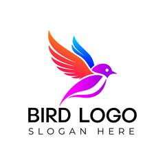  Vector Flying Bird logo Illustration with gradient colorful  Style