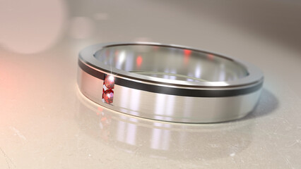 Simple and luxurious silver ring mockup background. A mockup 3D rendering ring that creates an upscale atmosphere. Customizable ring design.