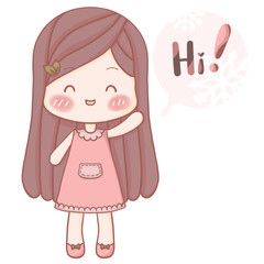 little pink girl say hi