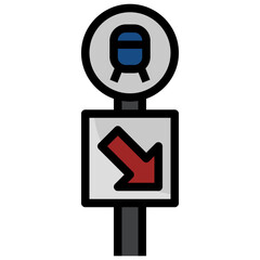 RAILWAY DIRECTION filled outline icon,linear,outline,graphic,illustration
