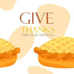 Thanksgiving pumpkin pie instagram post vector illustration