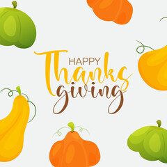 Thanksgiving colorful pumpkin instagram post vector illustration