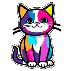 Obraz premium cute cats with colorful colors AI-Generated