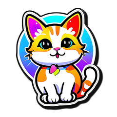 cute cats with colorful colors AI-Generated