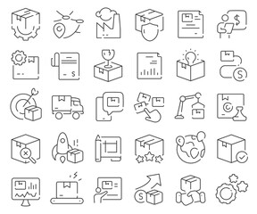 Product development line icons collection. Thin outline icons pack. Vector illustration eps10