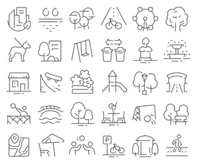 Fototapeta premium City park line icons collection. Thin outline icons pack. Vector illustration eps10