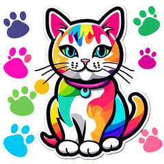 cute cats with colorful colors AI-Generated