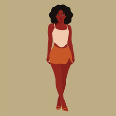Afro black woman in elegant art style vector