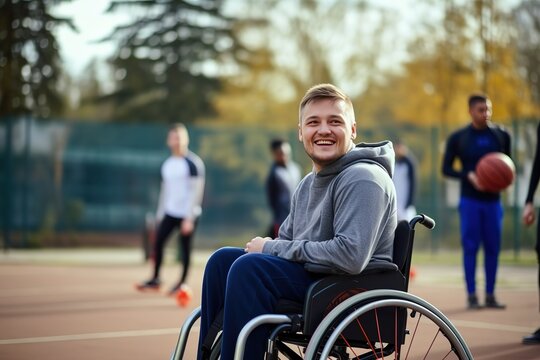 A person in a wheelchair does sports