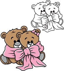 Teddy bears with ribbon