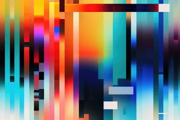 Rolgordijnen Digital Mosaic: A Spectrum of Pixelated Color Transitions © Igor