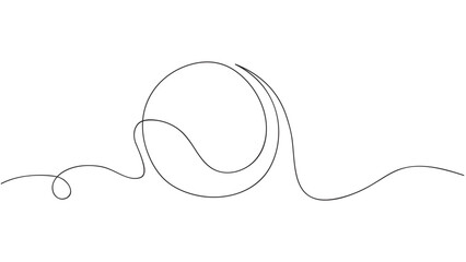 One continuous line drawing tennis ball. sport concept. vector illustration