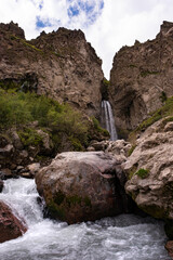 Sultan Waterfall in the Jily-Su tract in Kabardino-Balkaria, Russia.