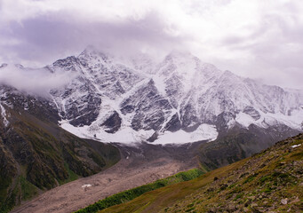 Fototapeta na wymiar Seven Glacier on Mount Donguz-Orun in Kabardino-Balkaria, Russia.
