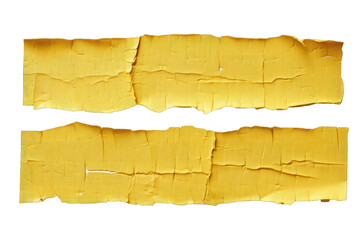 Close up sticky tape or strips of ripped yellow textured , Masking Tape isolated  on transparent background - obrazy, fototapety, plakaty