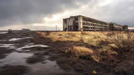 An old, abandoned and derelict factory or industrial complex	