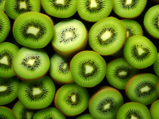 Natural fruit wallpaper background with fresh green kiwis 