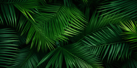Green palm tree leaves abstract natural background wallpaper