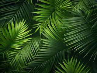 Green palm tree leaves abstract natural background wallpaper