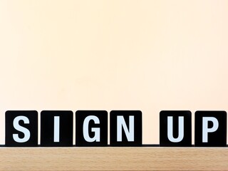 sign with the word sign up and copy space