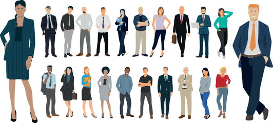 
illustration vectorielle montrant une collection de personnages, d'hommes et de femmes d'affaires, d'employés de bureau - 659390404