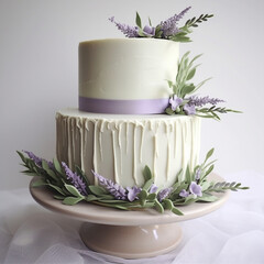 wedding cake,lavender,simple,sage green
