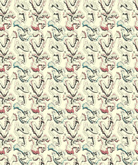 Abstract psychedelic seamless colorful artwork with hand drawn patterns