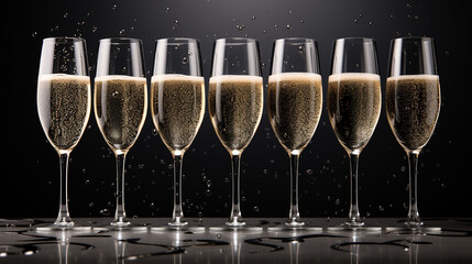 Champagne glasses with a dark background
