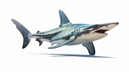 Hammerhead shark isolated on white background - obrazy, fototapety, plakaty