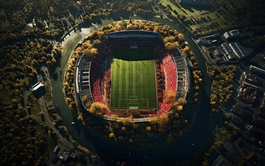 Rugby Ground from Above in Closeup