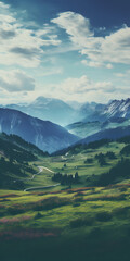 landscape with mountains and blue sky wallpaper