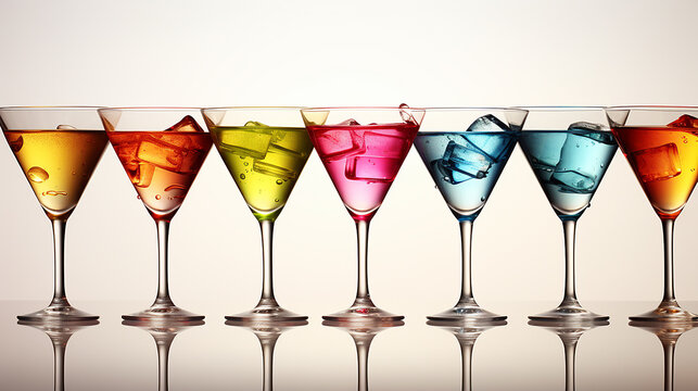 Martini cocktail colorful glasses