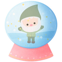 Obraz premium Cute snow globe with green elf