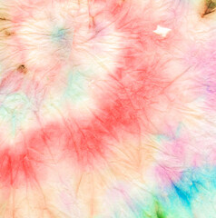 Red Psychedelic Kaleidoscope. Dyed Round Design.