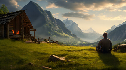 person in the mountains wallpaper