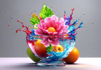 Flower Splash, 
Floral Water Explosion, 
Blossom in Motion, 
Petal Splash Art