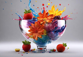 Flower Splash, 
Floral Water Explosion, 
Blossom in Motion, 
Petal Splash Art