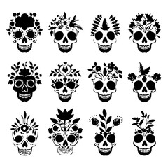 Skull Silhouette, Floral Skull SVG, Skull SVG, Skull Silhouette