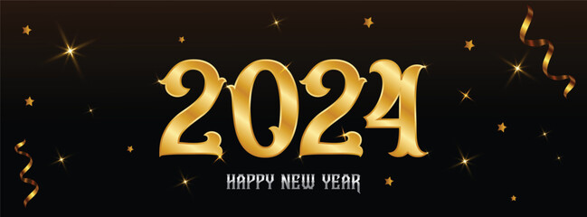 2024 Happy new year with Golden Texture Numbers.	