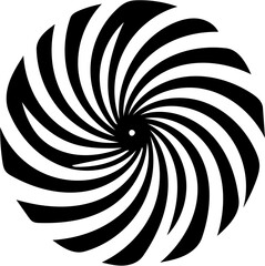 Black and white swirl, hypnotic circle, illusion illustration, zebra lines, spiral drawing 