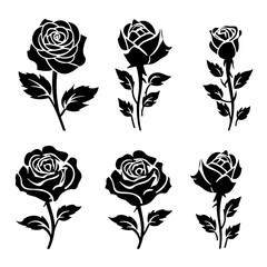 Rose Silhouette, Rose Clipart, Rose SVG, Rose PNG, Rose Valentine day