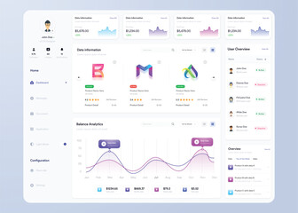 Fototapeta na wymiar UI UX Infographic dashboard. UI design with graphs, charts and diagrams. Web interface template