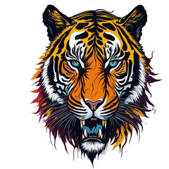 A Tiger t-shirt design capturing a moment of hunting prowess, graffiti, vector sticker art, t-shirt design, Generative Ai
